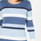 Karen Scott Women's Cotton Striped Cable Knit Sweater Blue Size Petite X-Large