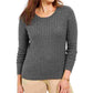 Karen Scott Women's Cotton Cable Knit Sweater Charcoal Size Petite Small