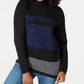 Karen Scott Women's Petite Colorblocked Cotton Turtleneck Sweater Blue Size Petite Large