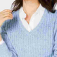 Karen Scott Women's Textured Speckle Long Sleeve V Neck Sweater Blue Size Petite Large