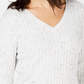 Karen Scott Women's Petite Cable-Knit V-Neck Sweater Natural Size -X-Large