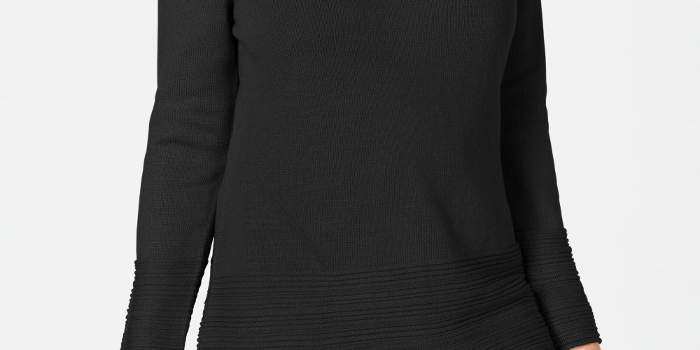 Karen Scott Women's Cotton Boat Neck Sweater Black Size Medium