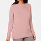 Karen Scott Women's Cotton Boat Neck Sweater Pink Size Large