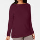 Karen Scott Women's Cotton Boat Neck Sweater Red Size Medium