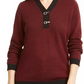 Karen Scott Women's Cotton Two Tone Henley Sweater Red Size Petite Small