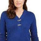 Karen Scott Women's Cotton Marled Henley Sweater Blue Size Large