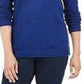 Karen Scott Women's Cotton Marled Henley Sweater Blue Size Large