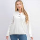 Karen Scott Women's Cotton Toggle Henley Sweater White Size Petite Small