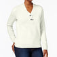 Karen Scott Women's Petite Cotton Toggle Henley Sweater White Size Petite Large