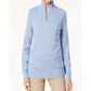 Karen Scott Women's Solid Long Sleeve Zip Neck Sweater Blue Size Petite Small