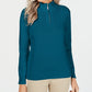 Karen Scott Women's Cotton Zip Neck Sweater Green Size X-Small