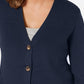 Karen Scott Women's Mixed-Stitch Button-Front Cardigan Navy Size X-Small
