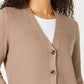 Karen Scott Women's Mixed-Stitch Button-Front Cardigan Brown Size X-Small