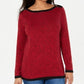 Karen Scott Women's Cotton Contrast-Trim Sweater  Bright Red Size X-Small