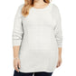 Karen Scott Women's Plus Tunic Lightweight Sweater Patchwork Winter White Size 2X