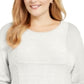 Karen Scott Women's Plus Tunic Lightweight Sweater Patchwork Winter White Size 2X