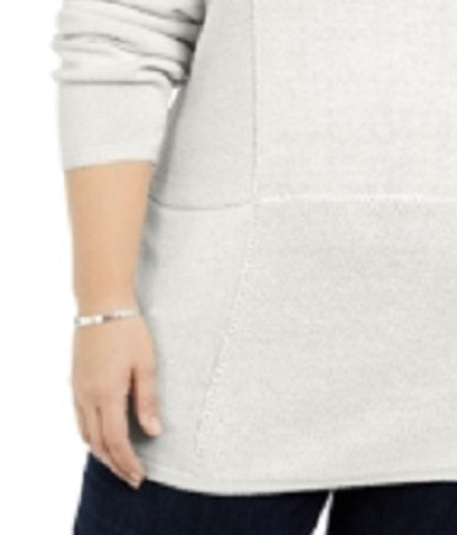 Karen Scott Women's Plus Tunic Lightweight Sweater Patchwork Winter White Size 2X