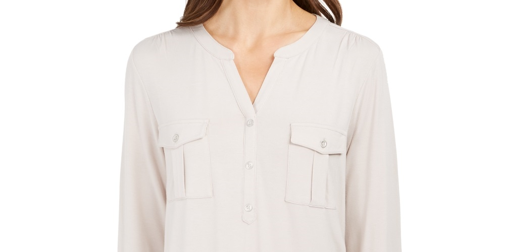 Style & Co Women's Top Beige Size Small