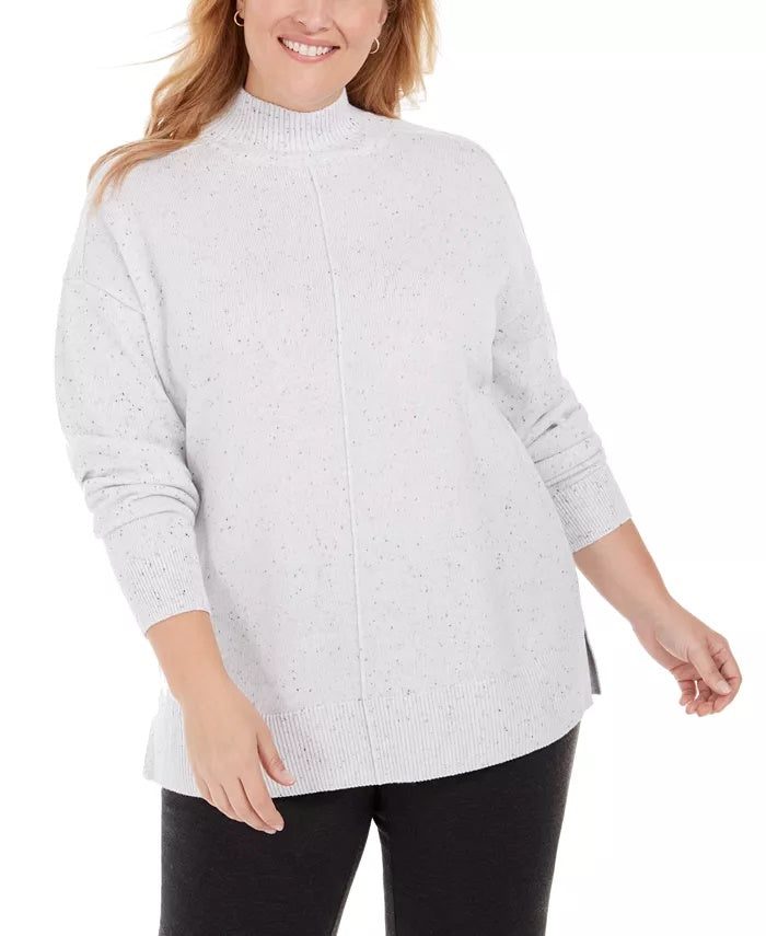 Karen Scott Women's New Plus-Size Lightweight Mock Sweater Top White Size 0X