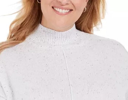 Karen Scott Women's New Plus-Size Lightweight Mock Sweater Top White Size 0X