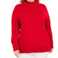 Karen Scott Women's Plus Size Cotton Mock-Neck Sweater Bright Red Size 0X