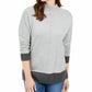 Karen Scott Women's Erin Cotton Colorblocked Mock Neck Sweater Gray Size Large