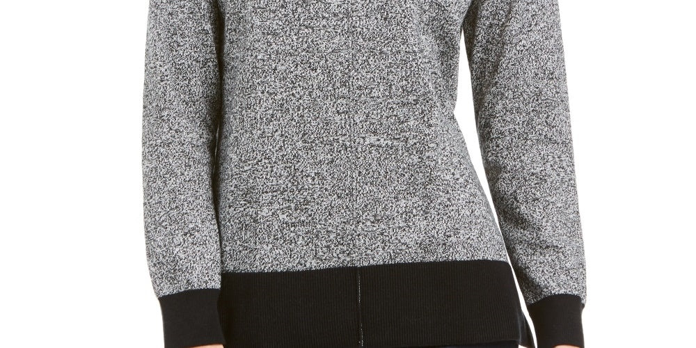 Karen Scott Women's Erin Cotton Colorblocked Mock-Neck Sweater White Size Small