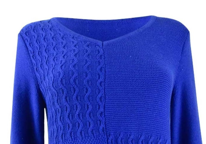 Karen Scott Cotton Mixed-Stitch Sweater Bright Blue Size Medium