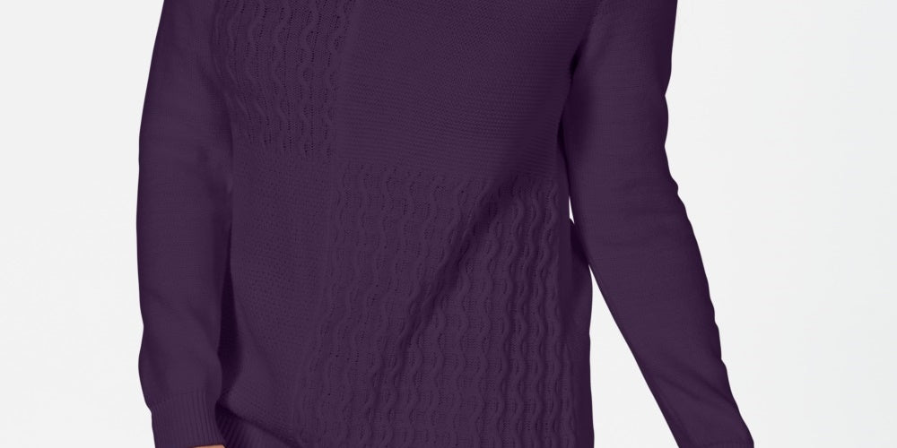 Karen Scott Women's Cotton Mixed Stitch Sweater Purple Size X-Small