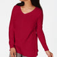 Karen Scott Women's Cotton Mixed Stitch Sweater Red Size X-Small