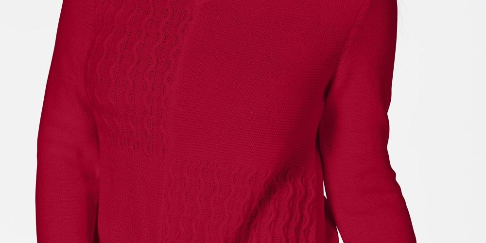 Karen Scott Women's Cotton Mixed Stitch Sweater Red Size X-Small