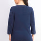 Karen Scott Women's Ribbed 3/4-Sleeve Sweater Navy Size Medium