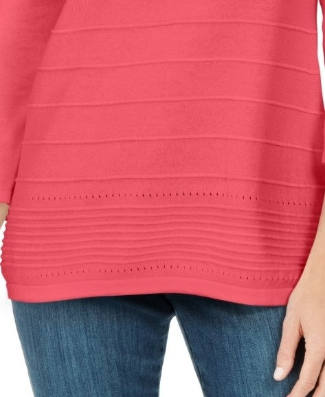 Karen Scott Women's Ribbed 3/4 Sleeve Sweater Orange Size Medium