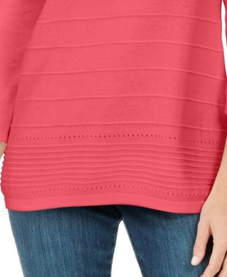 Karen Scott Women's Ribbed 3/4 Sleeve Sweater Orange Size Medium