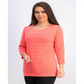 Karen Scott Women's Ribbed 3/4 Sleeve Sweater Orange Size Small