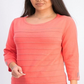 Karen Scott Women's Ribbed 3/4 Sleeve Sweater Orange Size Small