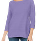 Karen Scott Women's Ribbed 3/4 Sleeve Sweater Purple Size Large