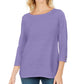 Karen Scott Women's Ribbed 3/4 Sleeve Sweater Purple Size X-Large