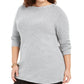 Karen Scott Women's Plus Size Curved Hem Tunic  Gray 0X