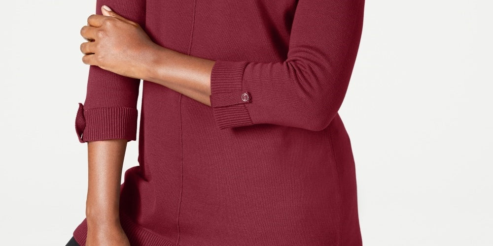 Karen Scott Women's Cotton Sweater Red Size X-Small