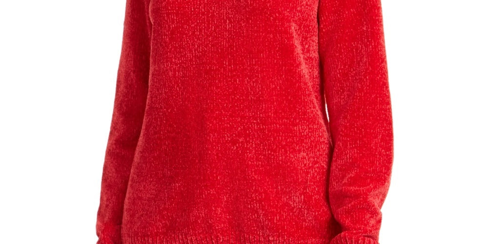 Karen Scott Women's Boat-Neck Chenille Sweater  Bright Red Size X-Small