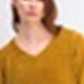 Karen Scott Women's Heather Long Sleeve V Neck Blouse Sweater Gold Size Petite Medium