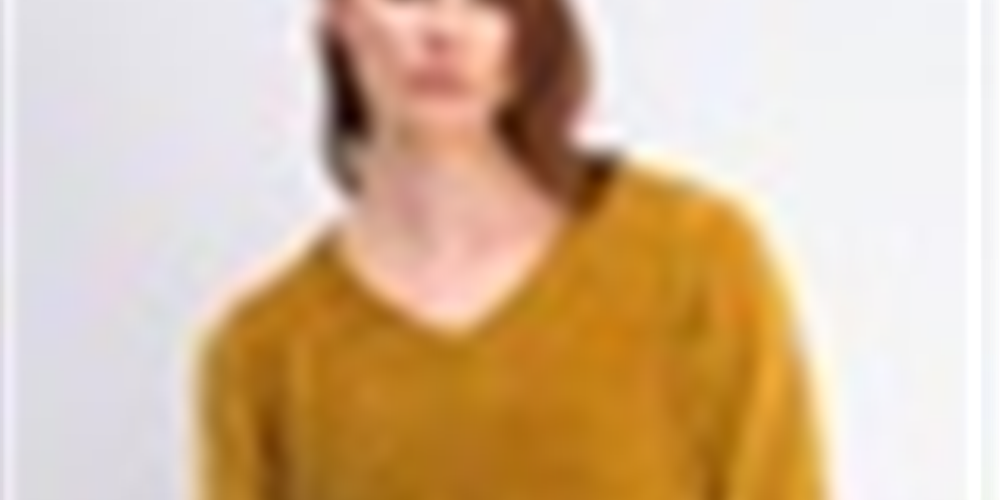 Karen Scott Women's Heather Long Sleeve V Neck Blouse Sweater Gold Size Petite Medium