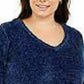 Karen Scott Women's Plus Size V-Neck Chenille Sweater Dark Blue Size 2X
