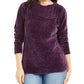 Karen Scott Women's Petite Envelope-Neck Chenille Sweater Purple Size Petite