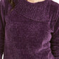 Karen Scott Women's Petite Envelope-Neck Chenille Sweater Purple Size Petite