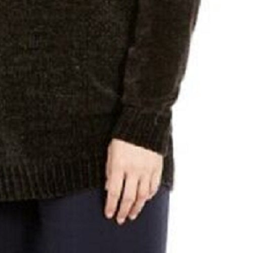 Karen Scott Women's Plus Size Chenille Split Neck Pullover Black Size 1X