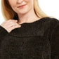 Karen Scott Women's Plus Size Chenille Split Neck Pullover Black Size 3X