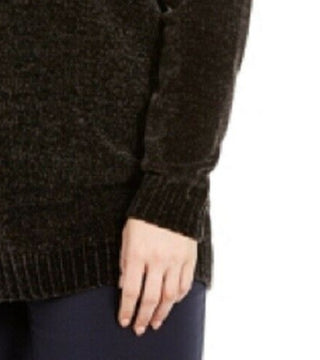 Karen Scott Women's Plus Size Chenille Split Neck Pullover Black Size 3X