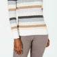 Karen Scott Women's Petite Striped Cotton Cable-Knit Sweater Brown Size Petite